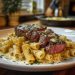 Indulge in Garlic Butter Steak with Cheesy Rigatoni