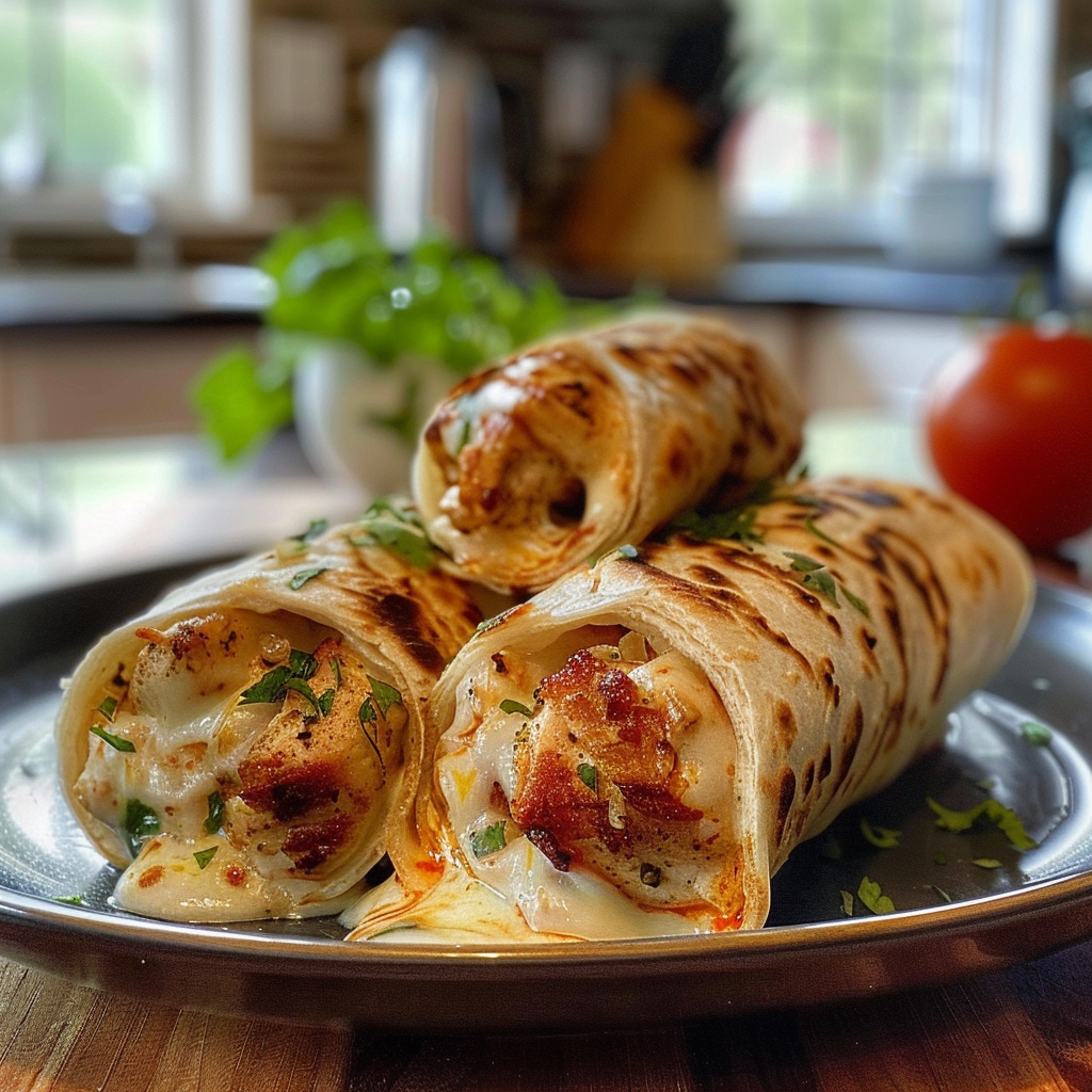 Irresistible Ooey-Gooey Cheesy Garlic Chicken Wraps