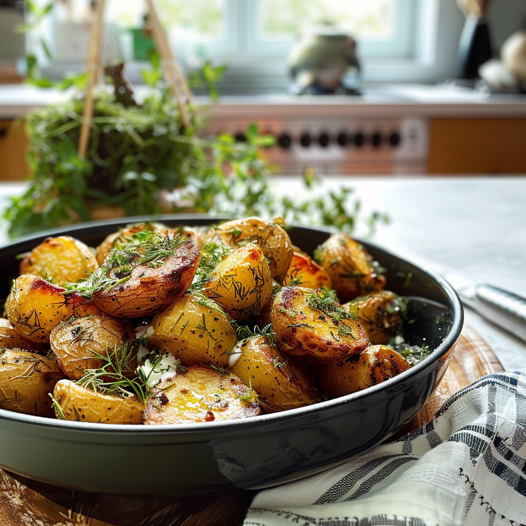 Crispy Pan-Fried Potatoes with Sour Cream and Dill Delight
